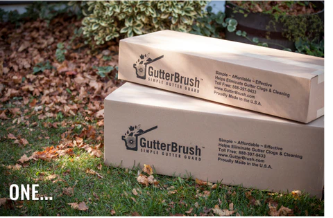 boxes of GutterBrush delivered for mobile home gutter - to stop clogging